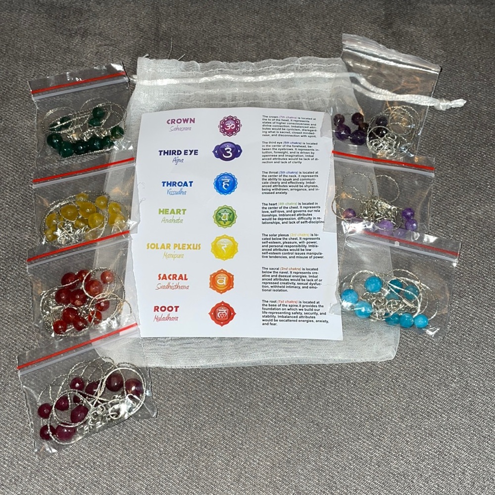 7 Chakra Necklaces. 22” length. - Picture 2 of 7